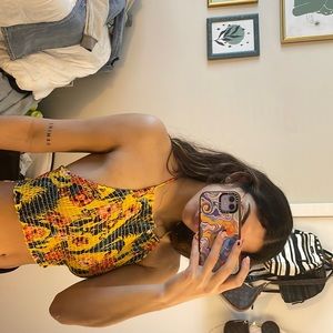 Open back tie crop top